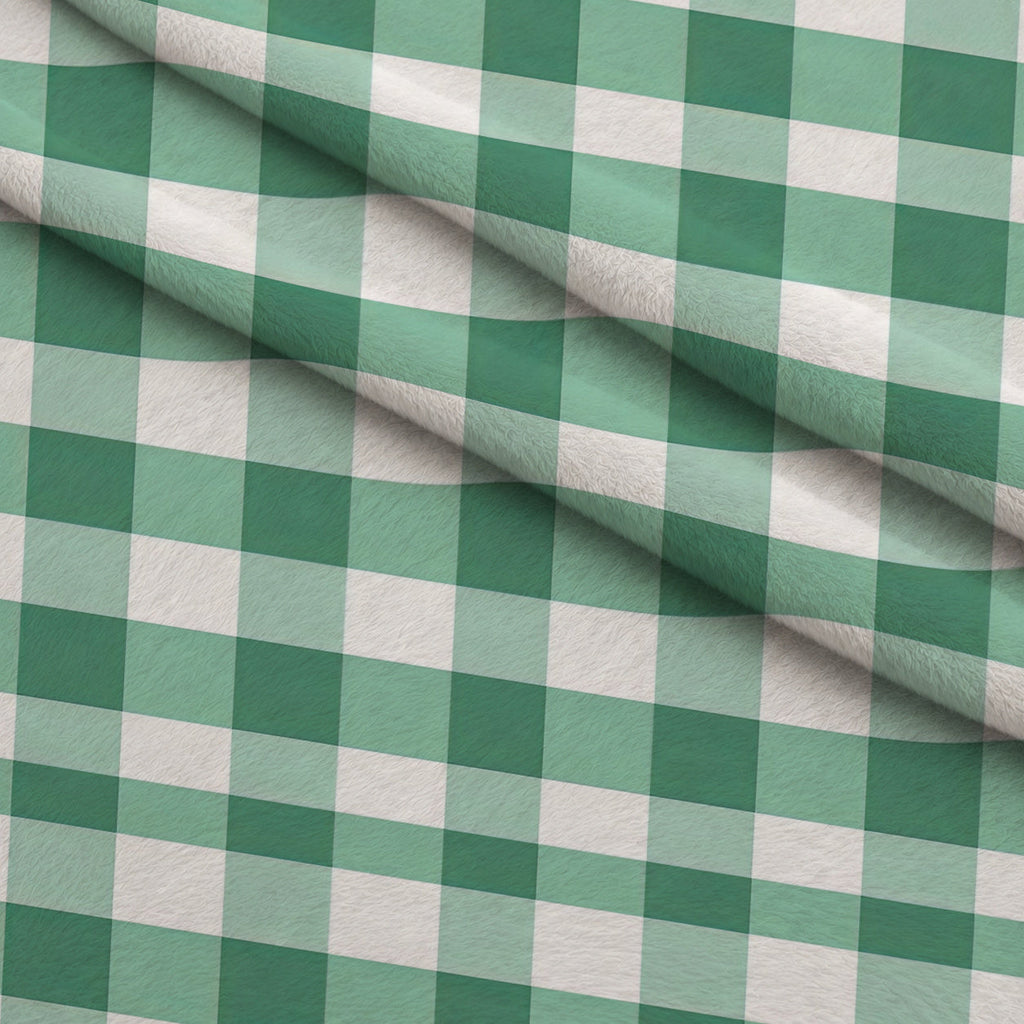 Gingham Daisies Pattern 15 Fleece Fabric — fleece fabric folded close-up preview (mv-fleece-v1:lying)