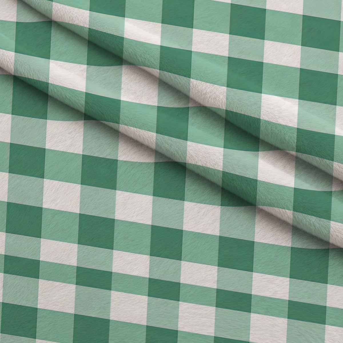 Gingham Daisies Pattern 15 Fleece Fabric — fleece fabric folded close-up preview (mv-fleece-v1:lying)
