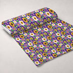 Gingham Daisies Pattern 16 Fleece Fabric — fleece fabric unrolled bolt preview (mv-fleece-v1:bolt)