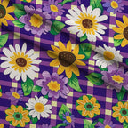 Gingham Daisies Pattern 16 Fleece Fabric — fleece fabric folded close-up preview (mv-fleece-v1:lying)