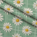 Gingham Daisies Pattern 17 Fleece Fabric — fleece fabric folded close-up preview (mv-fleece-v1:lying)