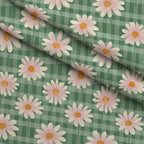 Gingham Daisies Pattern 18 Fleece Fabric — fleece fabric folded close-up preview (mv-fleece-v1:lying)