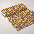 Gingham Daisies Pattern 19 Fleece Fabric — fleece fabric unrolled bolt preview (mv-fleece-v1:bolt)