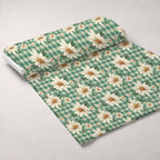 Gingham Daisies Pattern 2 Fleece Fabric — fleece fabric unrolled bolt preview (mv-fleece-v1:bolt)