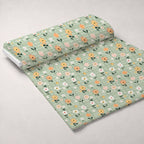 Gingham Daisies Pattern 5 Fleece Fabric — fleece fabric unrolled bolt preview (mv-fleece-v1:bolt)