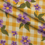 Gingham Daisies Pattern 8 Fleece Fabric — fleece fabric folded close-up preview (mv-fleece-v1:lying)