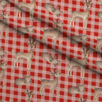 Gingham Fawns Pattern 2 Fleece Fabric — fleece fabric folded close-up preview (mv-fleece-v1:lying)