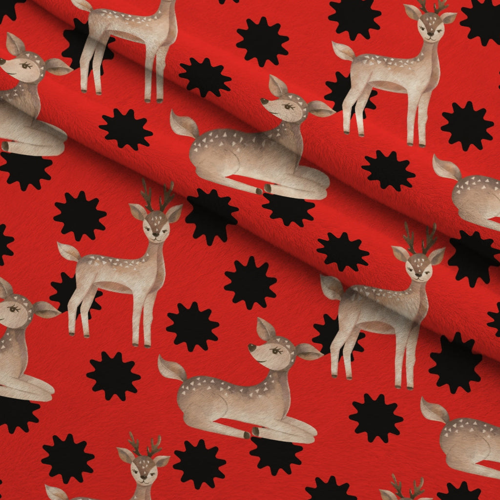 Gingham Fawns Pattern 5 Fleece Fabric — fleece fabric folded close-up preview (mv-fleece-v1:lying)