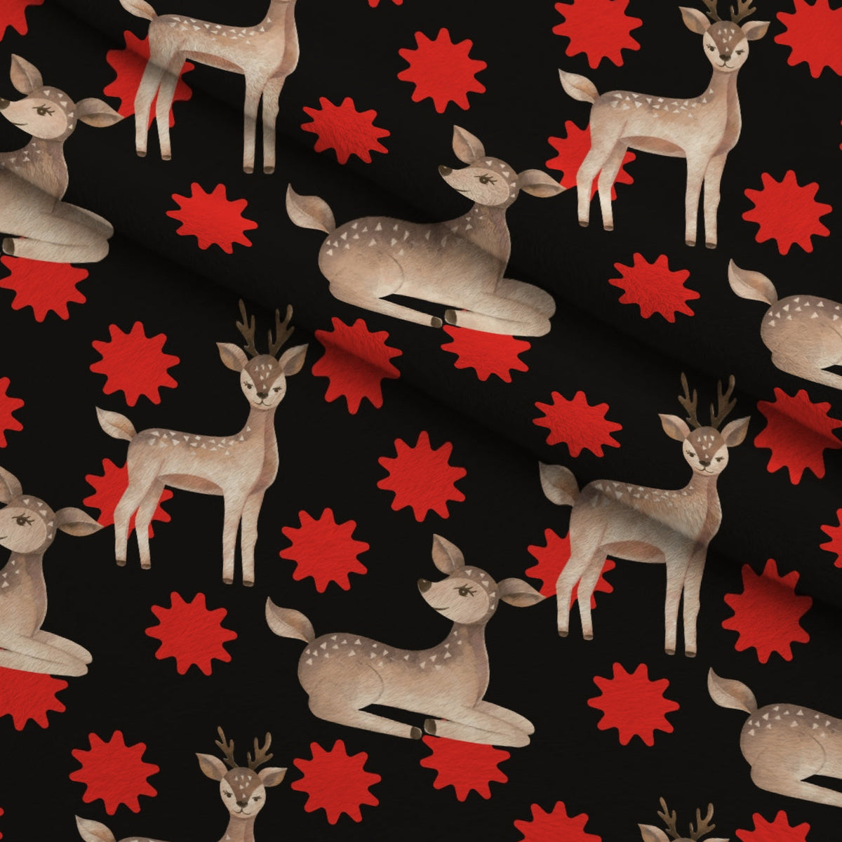 Gingham Fawns Pattern 6 Fleece Fabric — fleece fabric folded close-up preview (mv-fleece-v1:lying)
