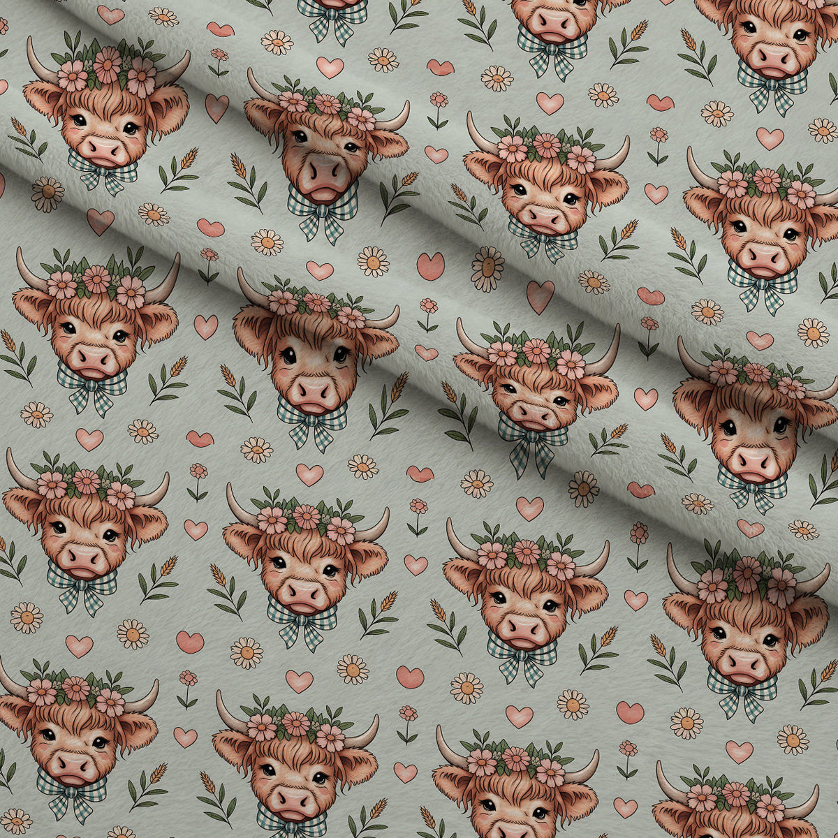 Gingham Grazers Pattern 11 Fleece Fabric — fleece fabric folded close-up preview (mv-fleece-v1:lying)