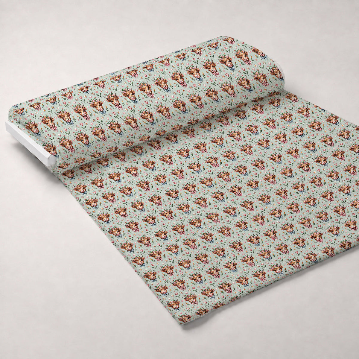 Gingham Grazers Pattern 2 Fleece Fabric — fleece fabric unrolled bolt preview (mv-fleece-v1:bolt)