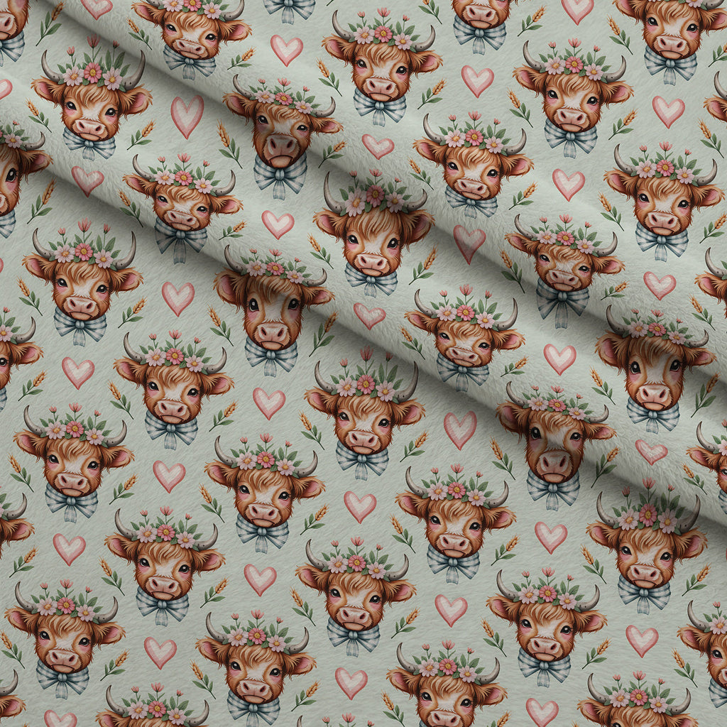 Gingham Grazers Pattern 3 Fleece Fabric — fleece fabric folded close-up preview (mv-fleece-v1:lying)
