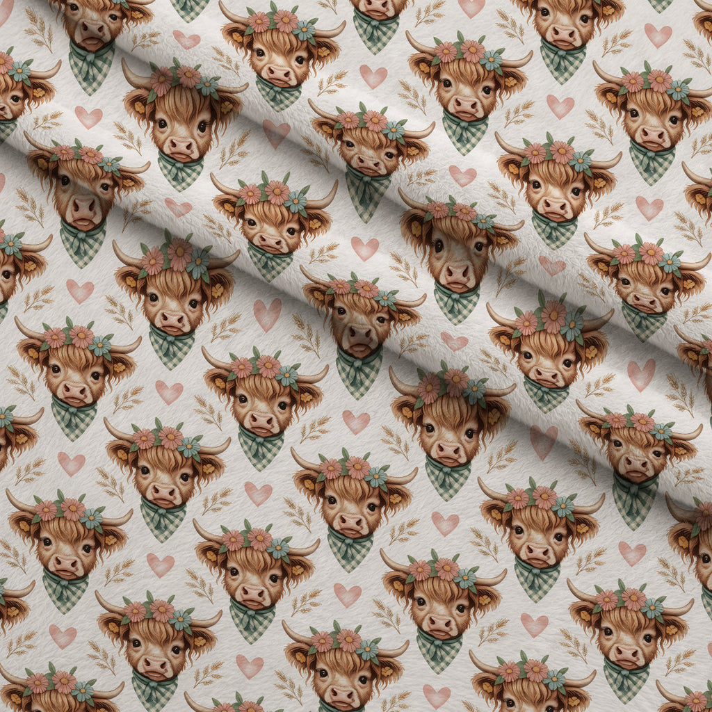 Gingham Grazers Pattern 4 Fleece Fabric — fleece fabric folded close-up preview (mv-fleece-v1:lying)