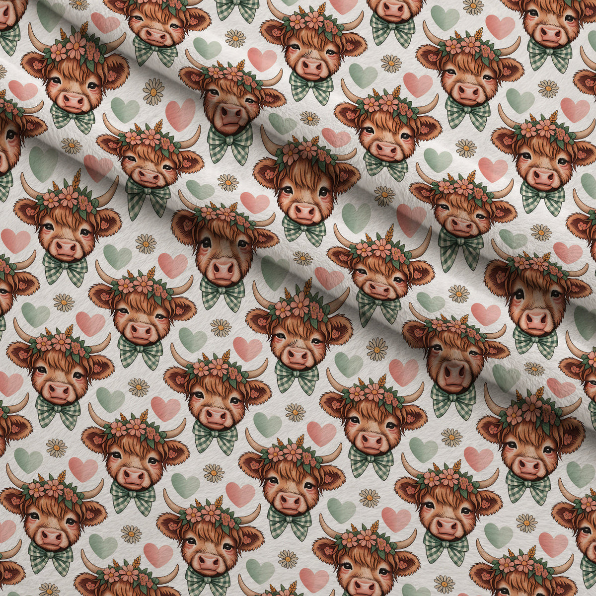 Gingham Grazers Pattern 5 Fleece Fabric — fleece fabric folded close-up preview (mv-fleece-v1:lying)