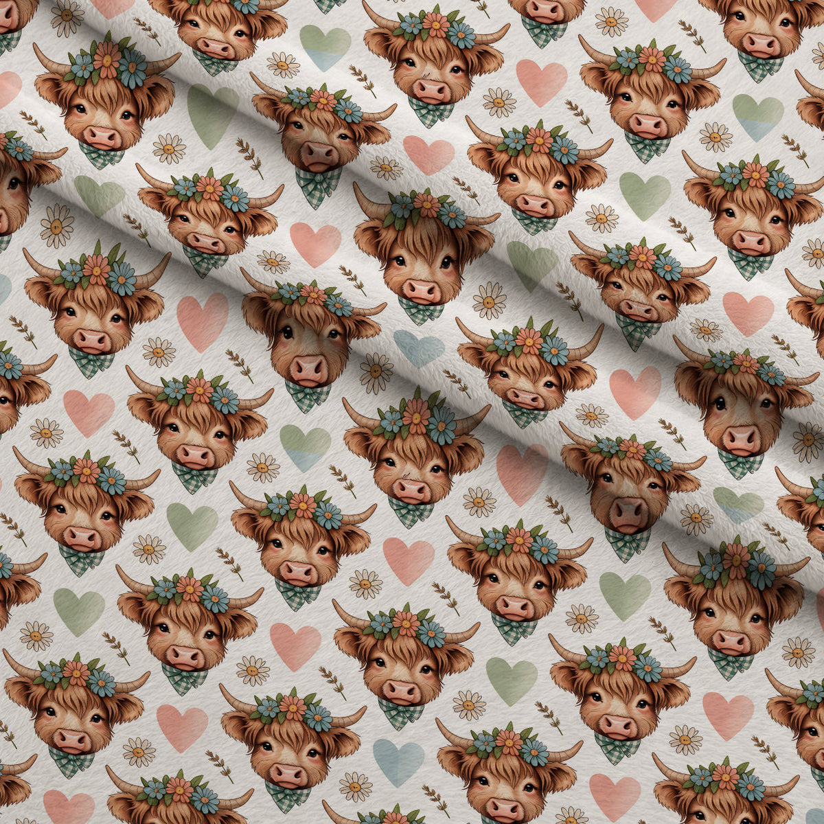 Gingham Grazers Pattern 7 Fleece Fabric — fleece fabric folded close-up preview (mv-fleece-v1:lying)