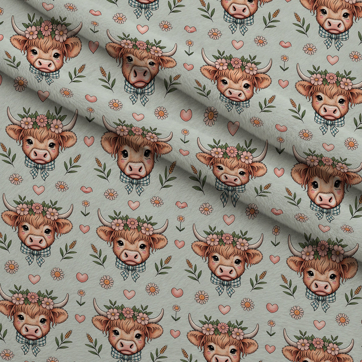 Gingham Grazers Pattern 9 Fleece Fabric — fleece fabric folded close-up preview (mv-fleece-v1:lying)