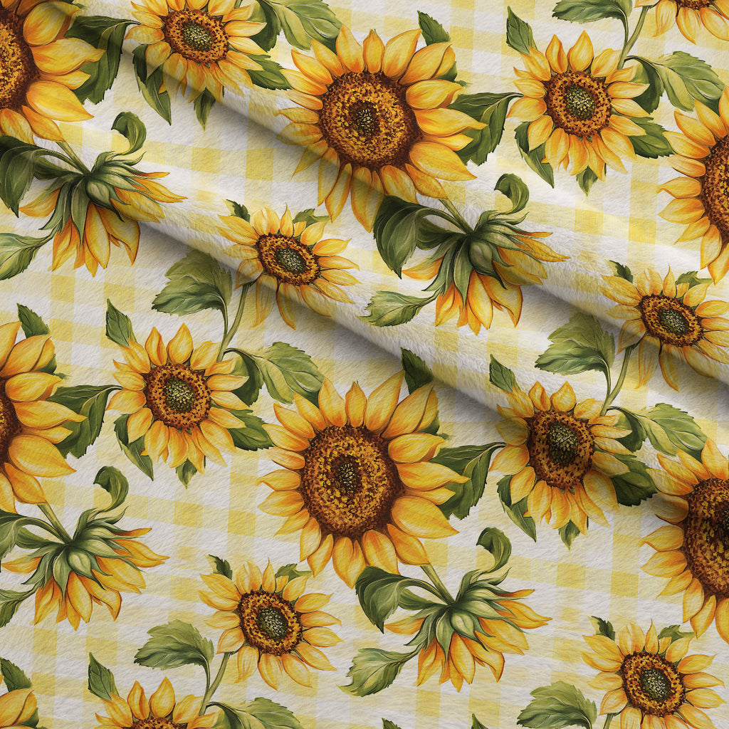 Golden Gingham Pattern 10 Fleece Fabric — fleece fabric folded close-up preview (mv-fleece-v1:lying)