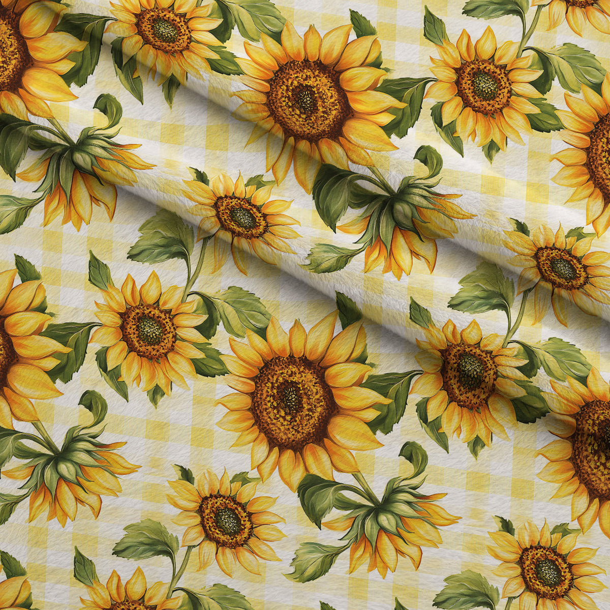 Golden Gingham Pattern 10 Fleece Fabric — fleece fabric folded close-up preview (mv-fleece-v1:lying)