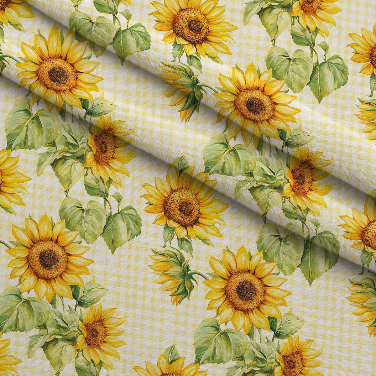 Golden Gingham Pattern 12 Fleece Fabric — fleece fabric folded close-up preview (mv-fleece-v1:lying)