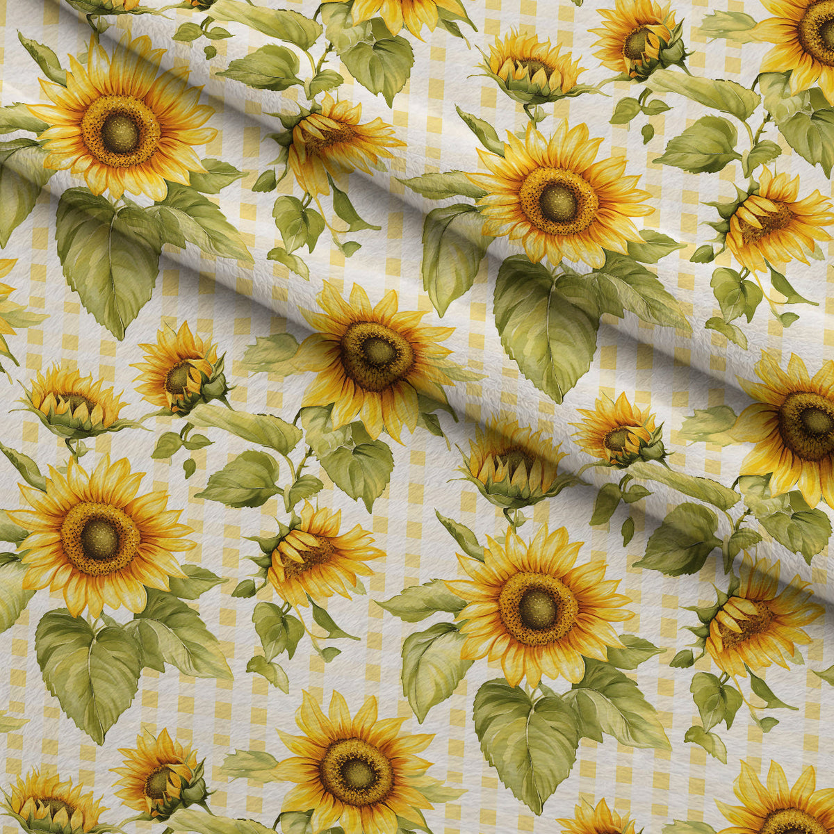 Golden Gingham Pattern 13 Fleece Fabric — fleece fabric folded close-up preview (mv-fleece-v1:lying)