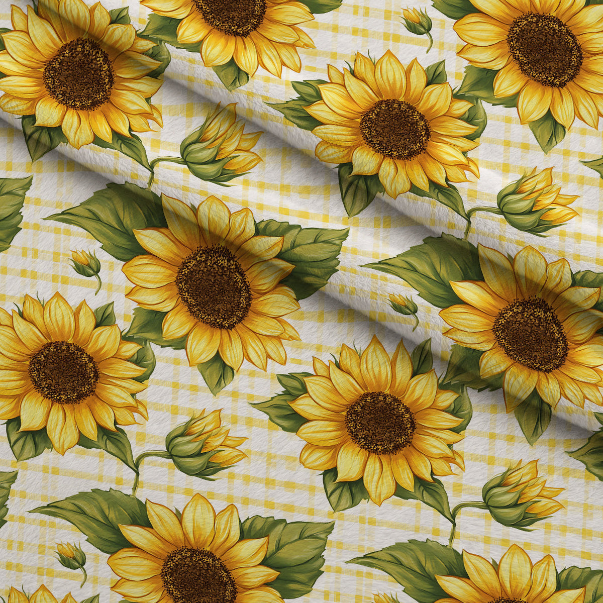 Golden Gingham Pattern 14 Fleece Fabric — fleece fabric folded close-up preview (mv-fleece-v1:lying)