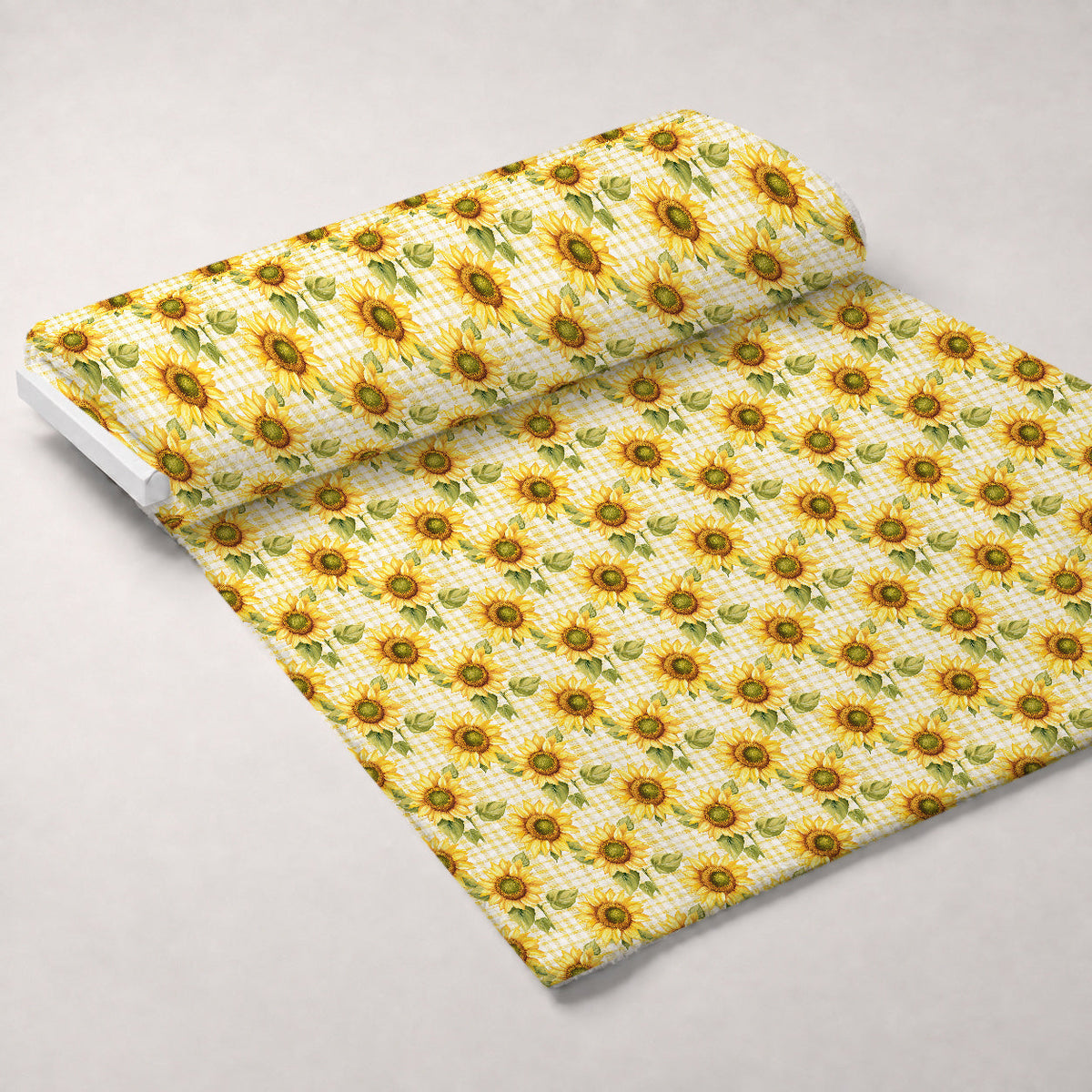 Golden Gingham Pattern 15 Fleece Fabric — fleece fabric unrolled bolt preview (mv-fleece-v1:bolt)