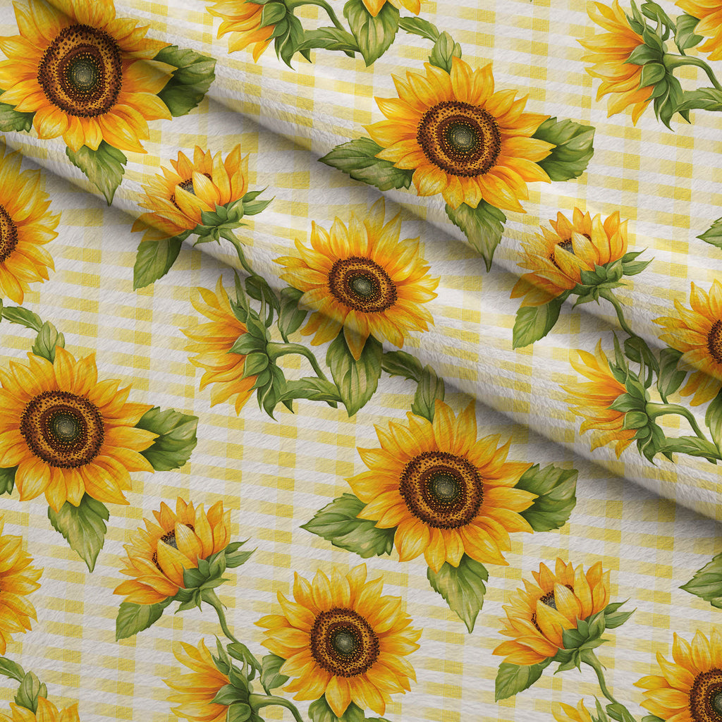Golden Gingham Pattern 17 Fleece Fabric — fleece fabric folded close-up preview (mv-fleece-v1:lying)