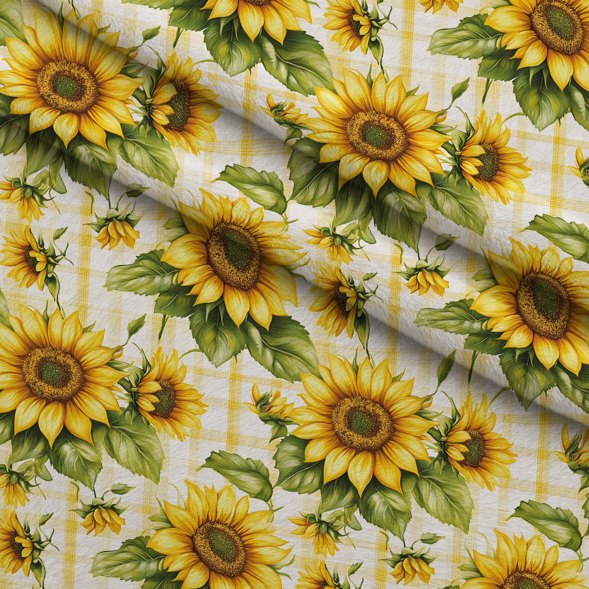 Golden Gingham Pattern 18 Fleece Fabric — fleece fabric folded close-up preview (mv-fleece-v1:lying)
