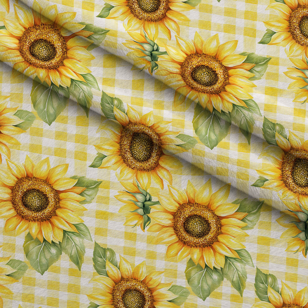 Golden Gingham Pattern 19 Fleece Fabric — fleece fabric folded close-up preview (mv-fleece-v1:lying)