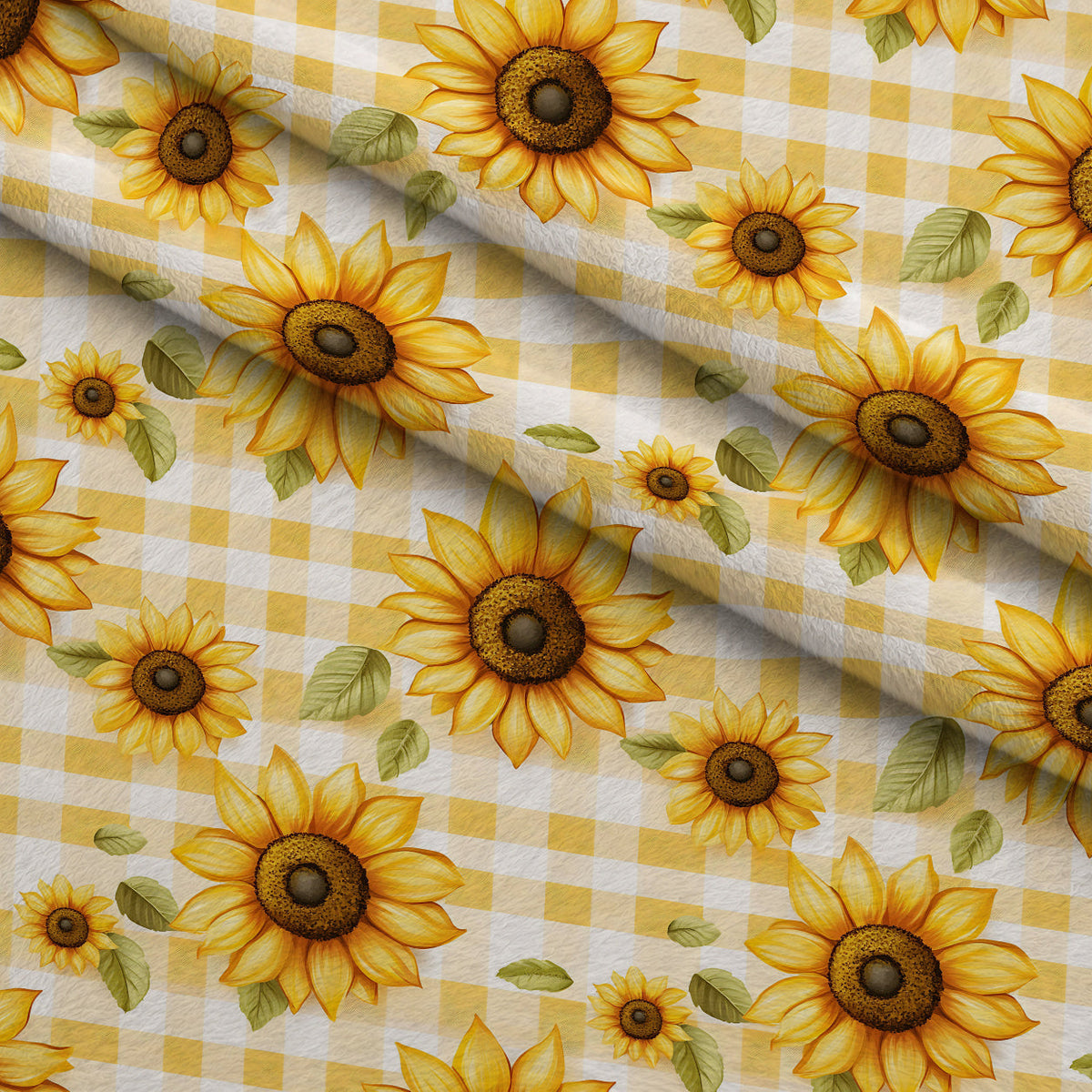 Golden Gingham Pattern 2 Fleece Fabric — fleece fabric folded close-up preview (mv-fleece-v1:lying)