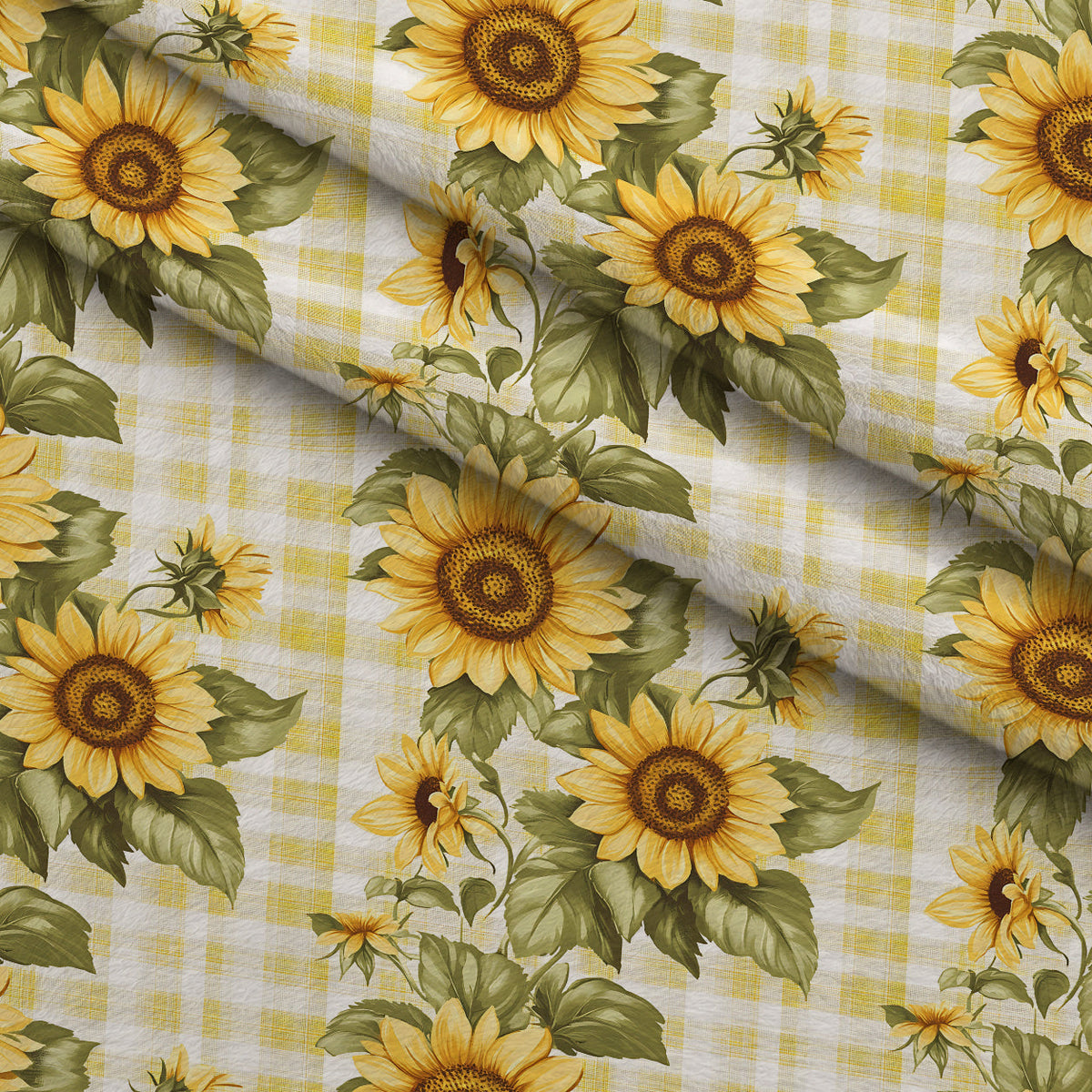 Golden Gingham Pattern 3 Fleece Fabric — fleece fabric folded close-up preview (mv-fleece-v1:lying)