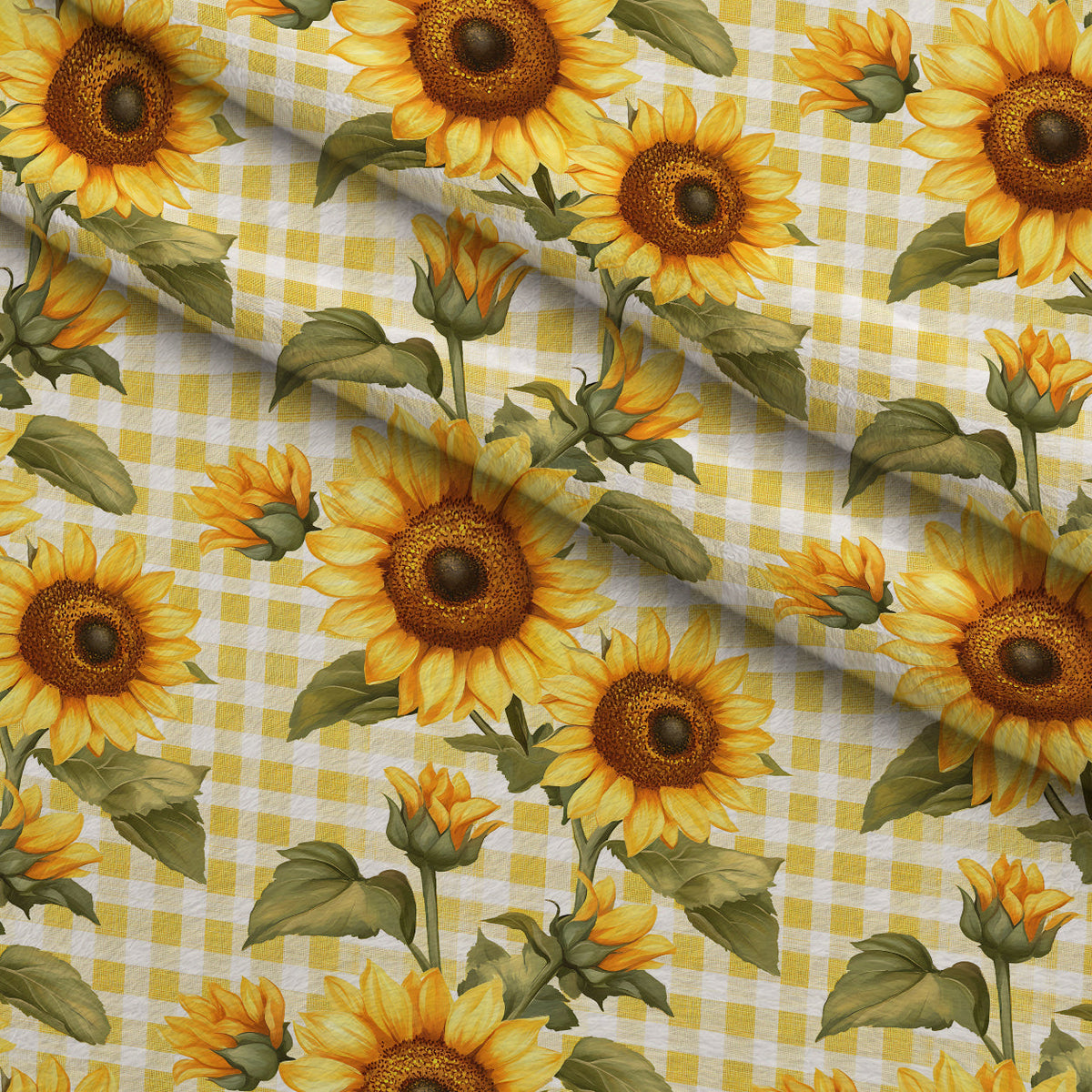 Golden Gingham Pattern 4 Fleece Fabric — fleece fabric folded close-up preview (mv-fleece-v1:lying)