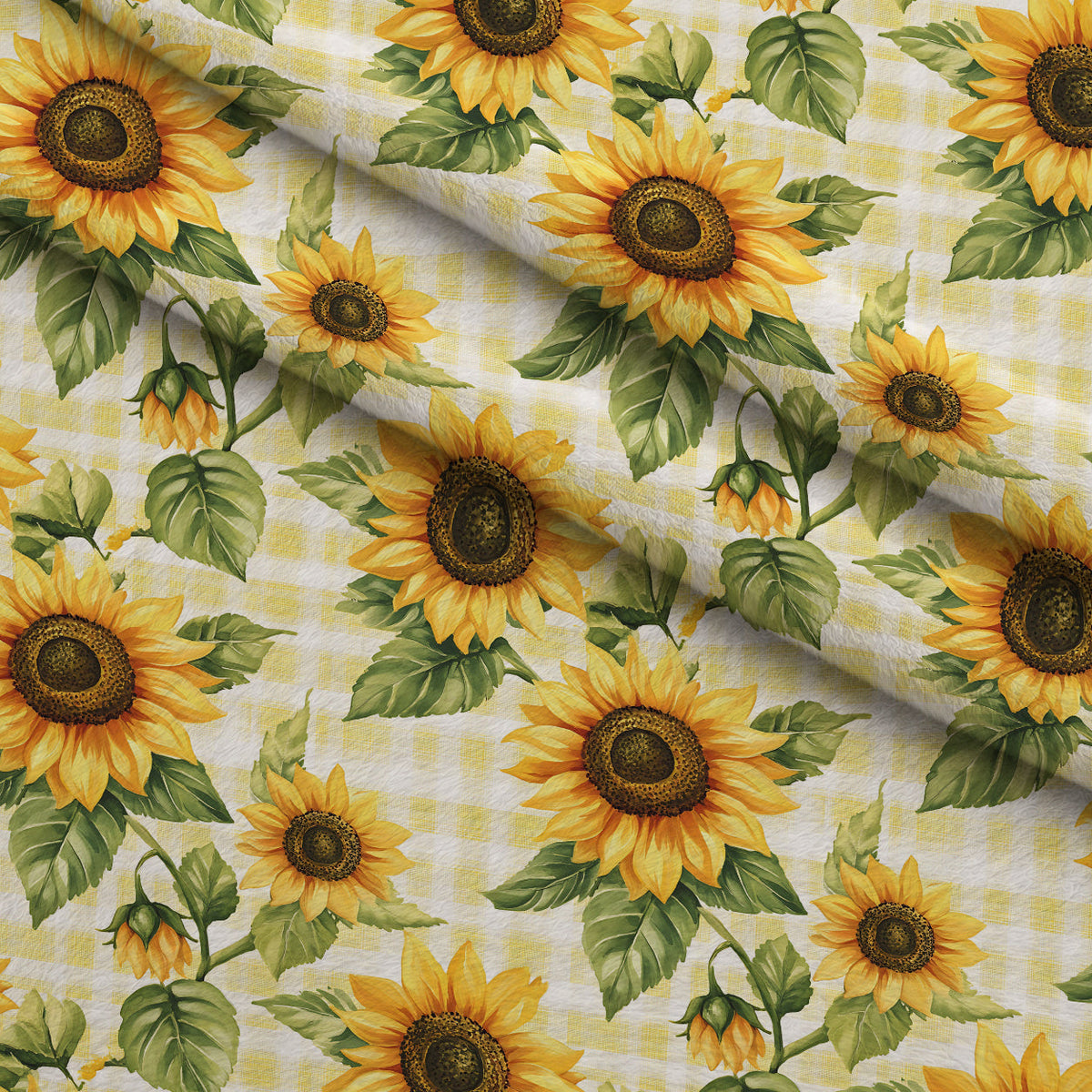 Golden Gingham Pattern 5 Fleece Fabric — fleece fabric folded close-up preview (mv-fleece-v1:lying)