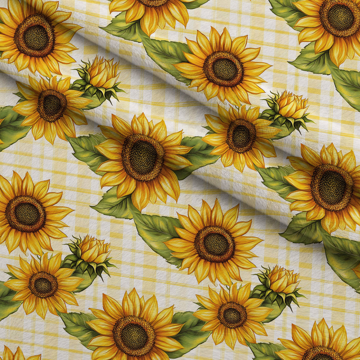 Golden Gingham Pattern 6 Fleece Fabric — fleece fabric folded close-up preview (mv-fleece-v1:lying)
