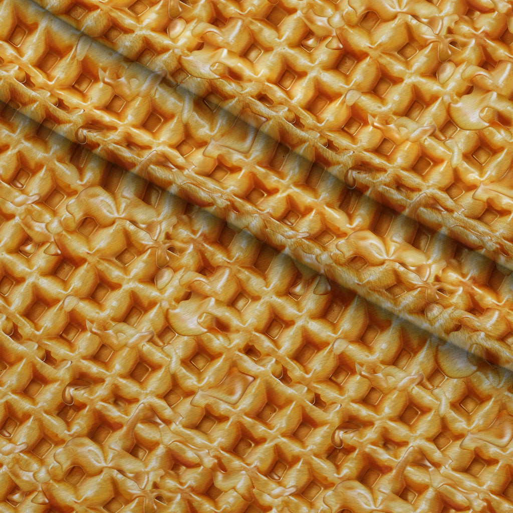 Golden Griddle Pattern 4 Fleece Fabric — fleece fabric folded close-up preview (mv-fleece-v1:lying)