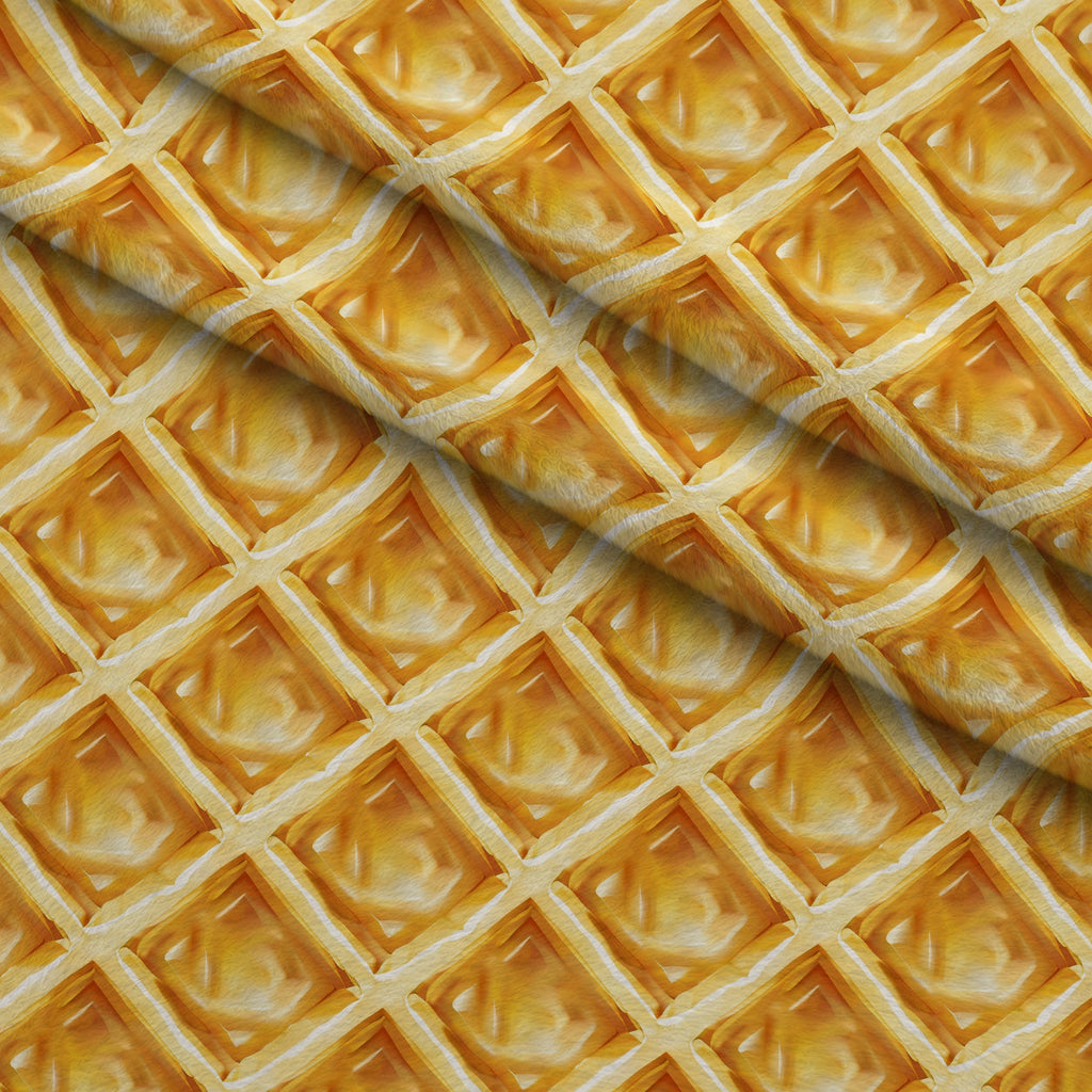 Golden Griddle Pattern 5 Fleece Fabric — fleece fabric folded close-up preview (mv-fleece-v1:lying)