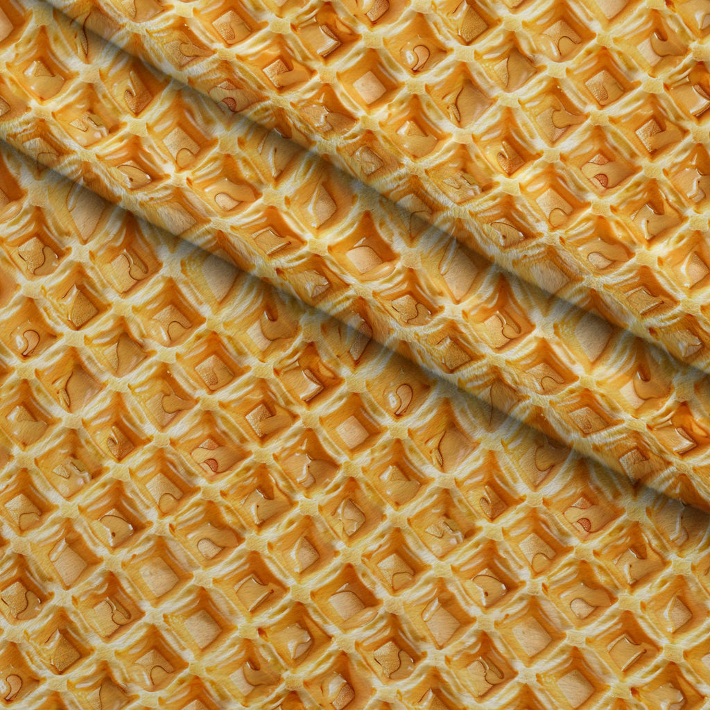 Golden Griddle Pattern 8 Fleece Fabric — fleece fabric folded close-up preview (mv-fleece-v1:lying)