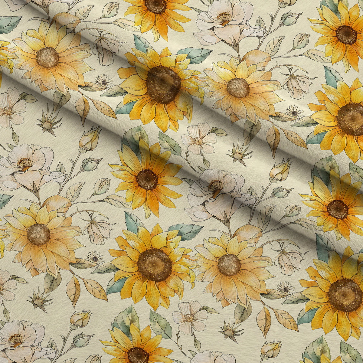 Golden Harvest Blooms Pattern 10 Fleece Fabric — fleece fabric folded close-up preview (mv-fleece-v1:lying)