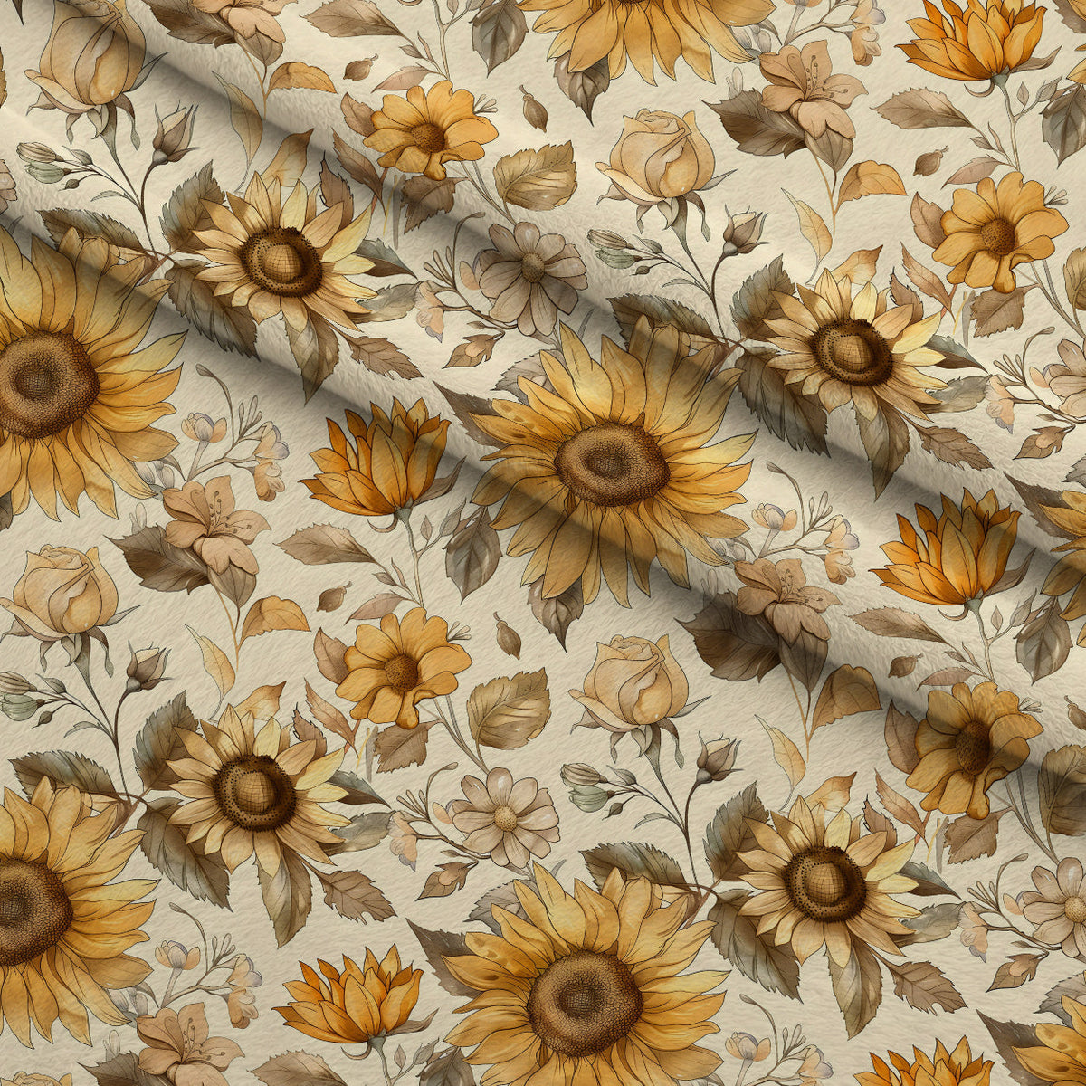 Golden Harvest Blooms Pattern 11 Fleece Fabric — fleece fabric folded close-up preview (mv-fleece-v1:lying)