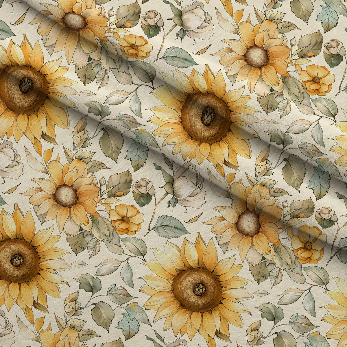 Golden Harvest Blooms Pattern 12 Fleece Fabric — fleece fabric folded close-up preview (mv-fleece-v1:lying)
