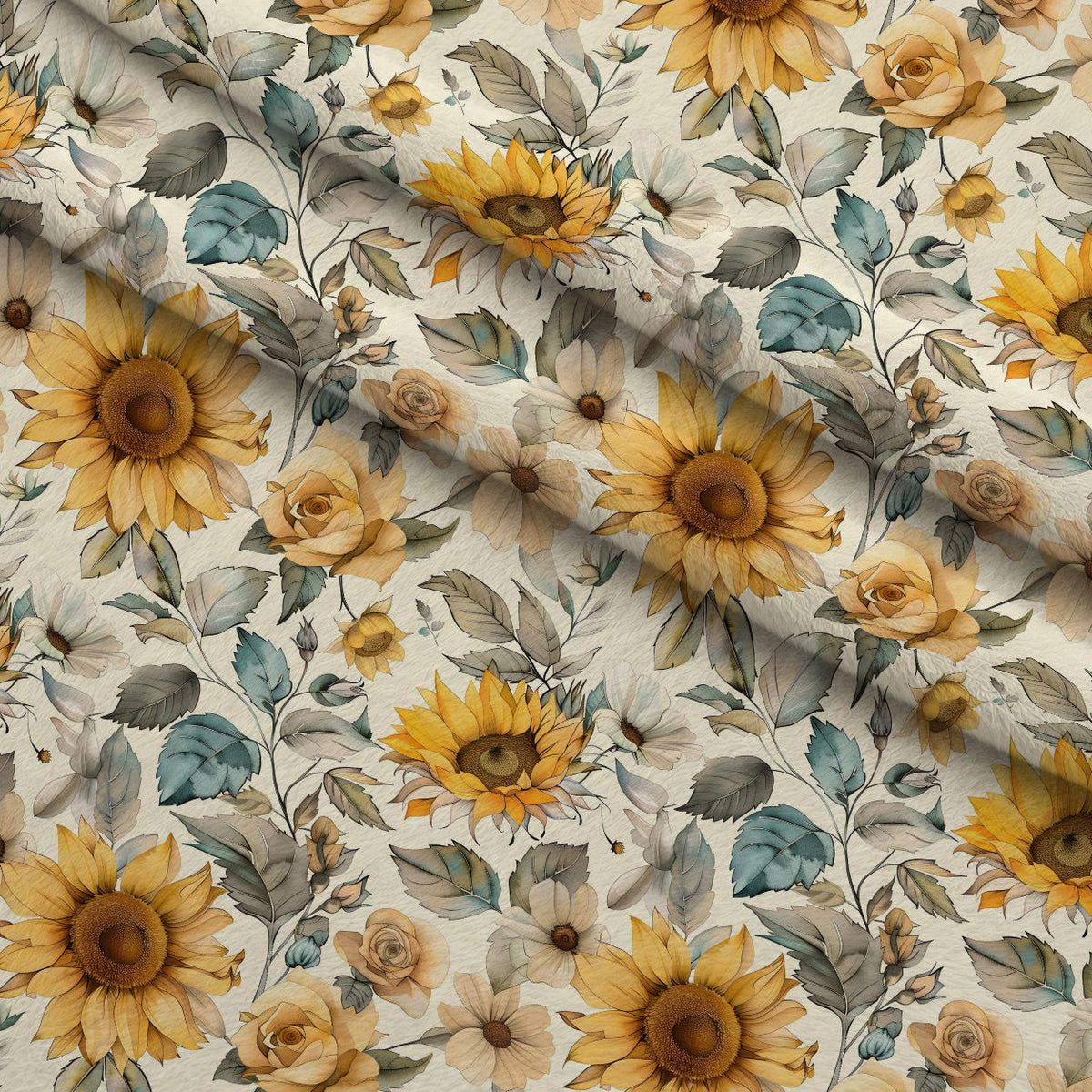 Golden Harvest Blooms Pattern 14 Fleece Fabric — fleece fabric folded close-up preview (mv-fleece-v1:lying)
