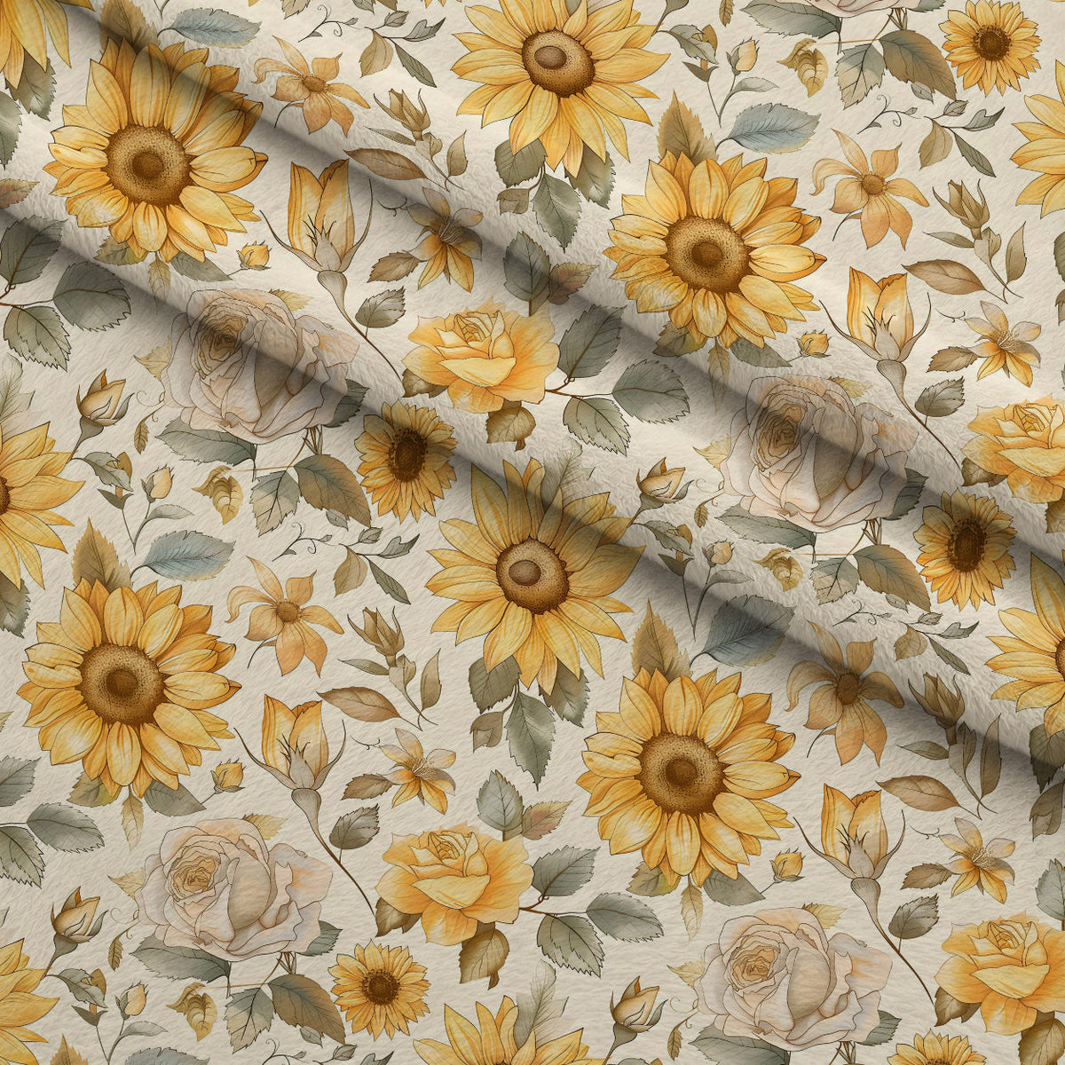 Golden Harvest Blooms Pattern 15 Fleece Fabric — fleece fabric folded close-up preview (mv-fleece-v1:lying)