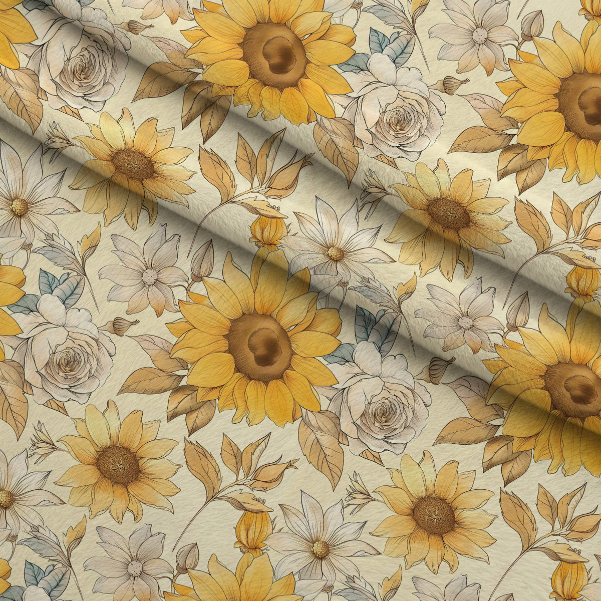 Golden Harvest Blooms Pattern 16 Fleece Fabric — fleece fabric folded close-up preview (mv-fleece-v1:lying)