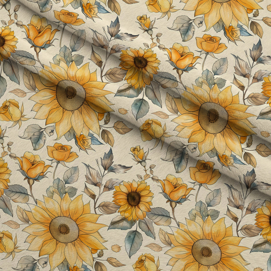 Golden Harvest Blooms Pattern 19 Fleece Fabric — fleece fabric folded close-up preview (mv-fleece-v1:lying)