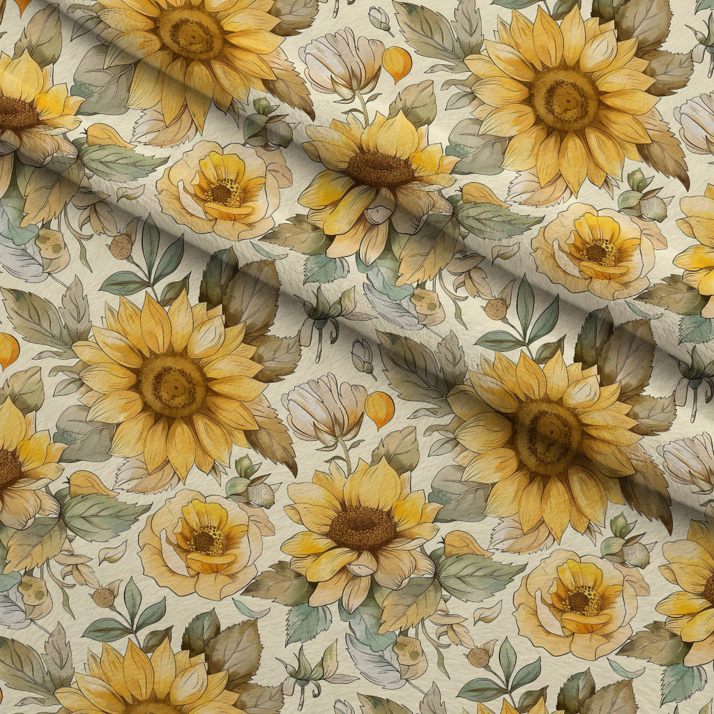 Golden Harvest Blooms Pattern 2 Fleece Fabric — fleece fabric folded close-up preview (mv-fleece-v1:lying)