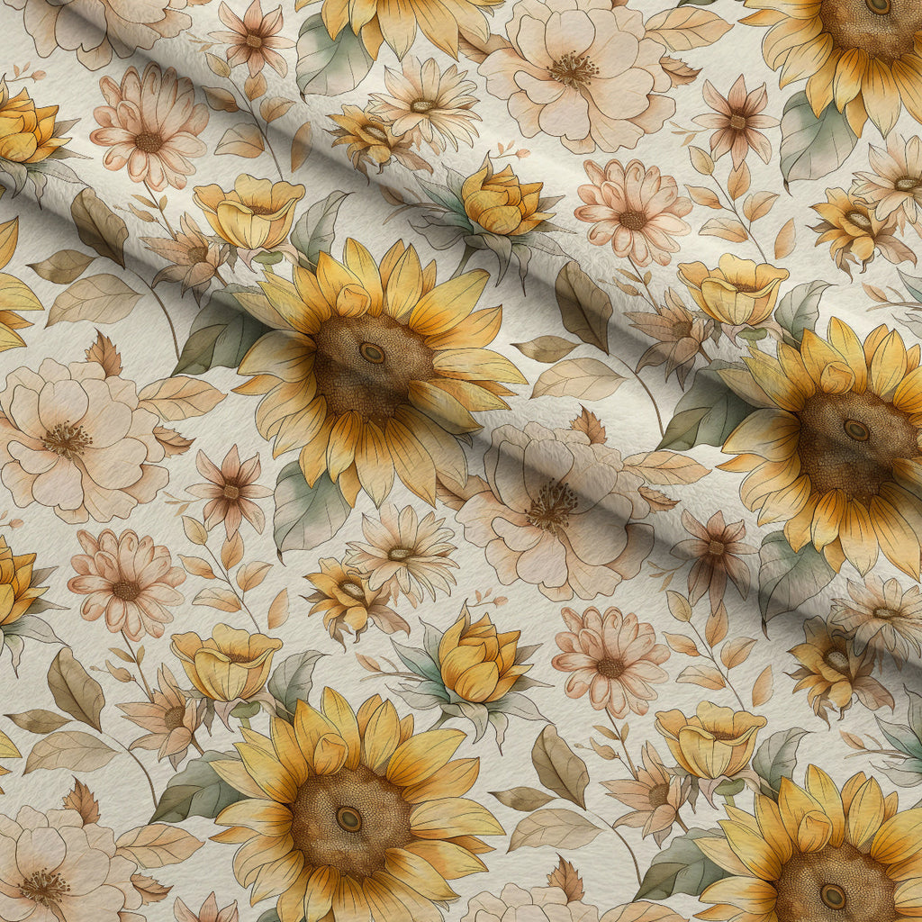 Golden Harvest Blooms Pattern 20 Fleece Fabric — fleece fabric folded close-up preview (mv-fleece-v1:lying)