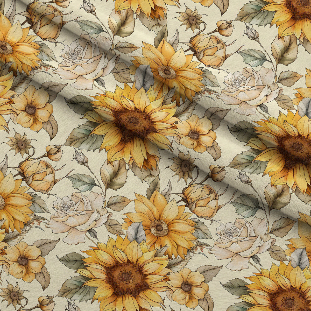 Golden Harvest Blooms Pattern 21 Fleece Fabric — fleece fabric folded close-up preview (mv-fleece-v1:lying)