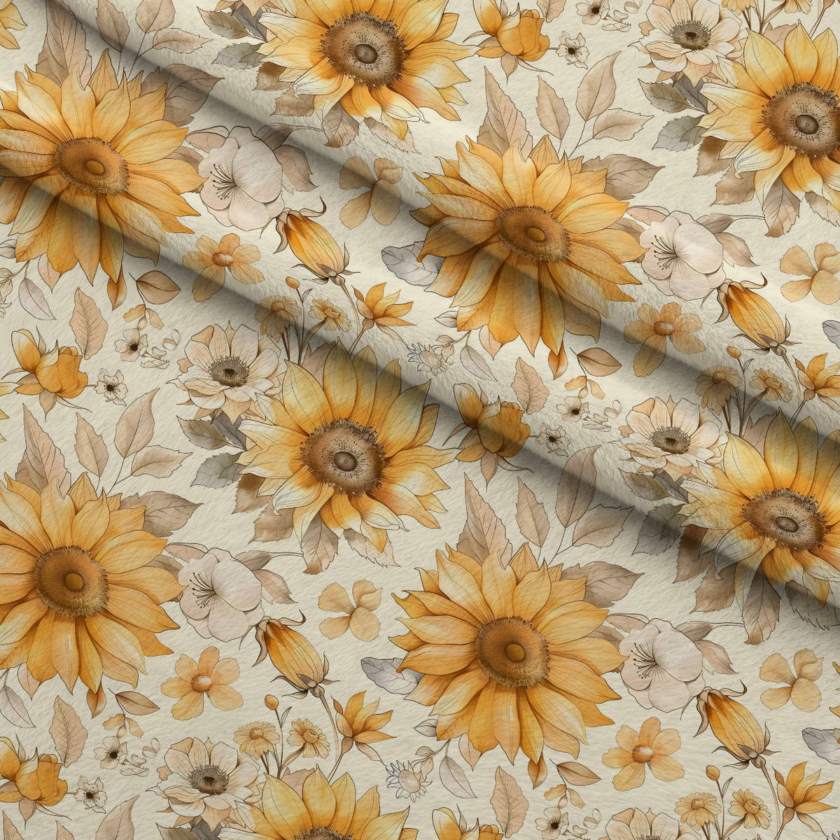 Golden Harvest Blooms Pattern 22 Fleece Fabric — fleece fabric folded close-up preview (mv-fleece-v1:lying)