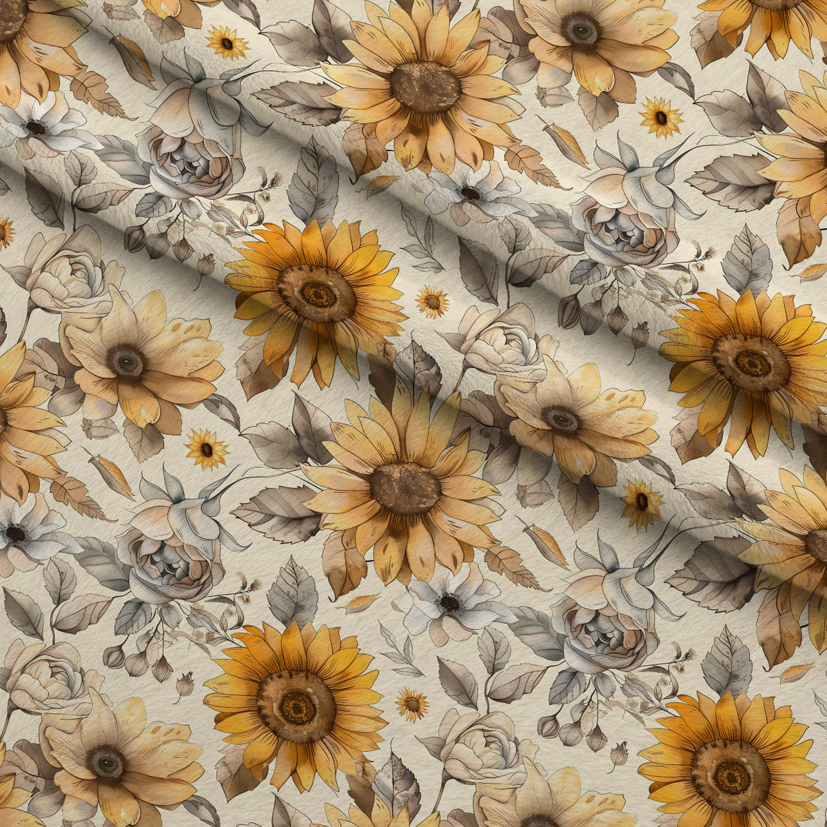 Golden Harvest Blooms Pattern 24 Fleece Fabric — fleece fabric folded close-up preview (mv-fleece-v1:lying)