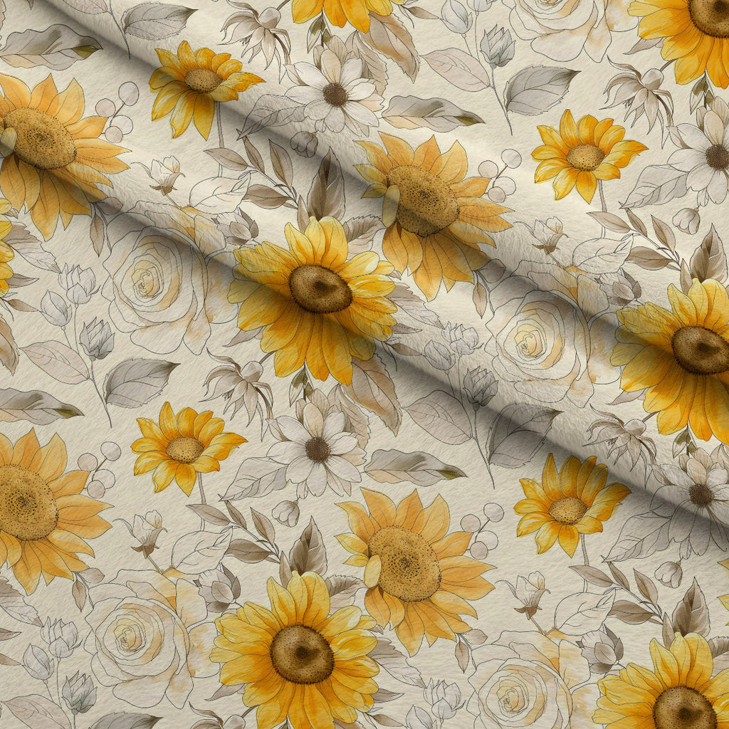 Golden Harvest Blooms Pattern 3 Fleece Fabric — fleece fabric folded close-up preview (mv-fleece-v1:lying)